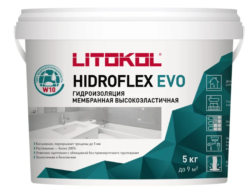 Гидроизоляция обмазочная жидкая Litokol Hidroflex 5 кг