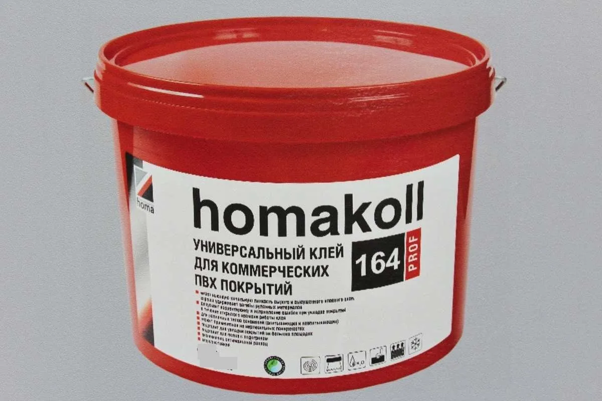 Универсальный клей для коммерческих ПВХ-покрытий водно-дисперсионный homakoll 164 Prof 10 кг