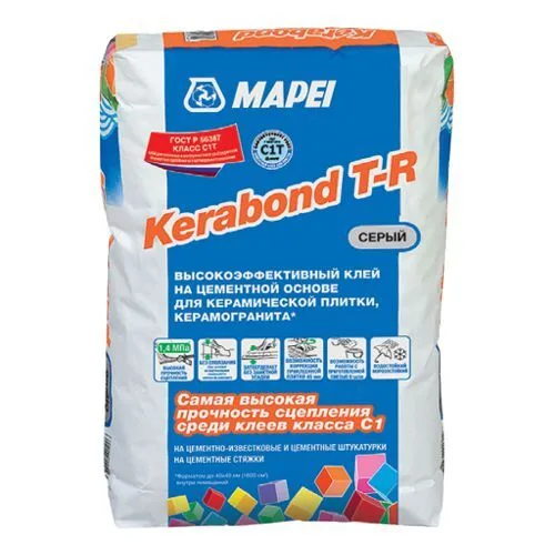 Клей для плитки и керамогранита Мапей / Mapei Kerabond T-R - Серый