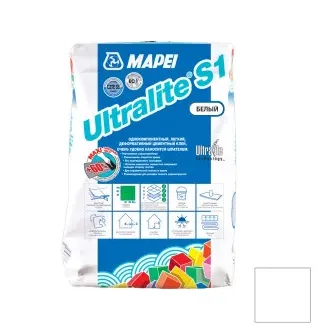 Клей для плитки Мапей / Mapei Ultralite S1 белый 15 кг