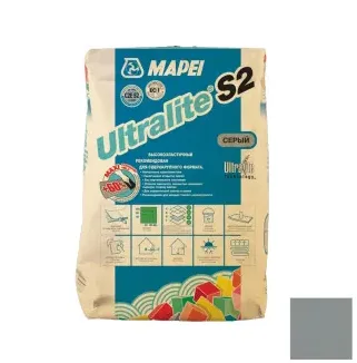 Клей для плитки Мапей / Mapei Ultralite S2 серый 15 кг