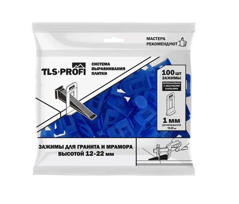 Зажим TLS-Profi для гранитной и мраморной плиты высотой 12-22 мм (1 мм) 100 шт