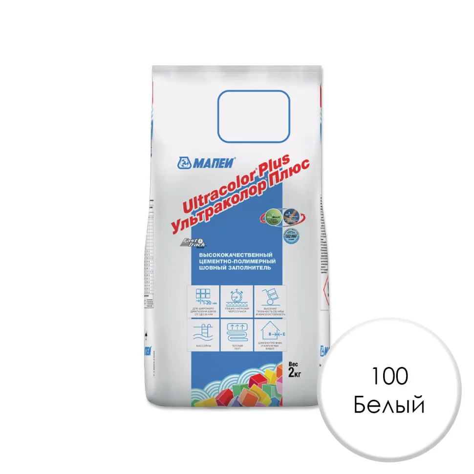 Затирка для плитки МАПЕИ Ультраколор Плюс / Ultracolor Plus №100 БЕЛЫЙ 2 кг