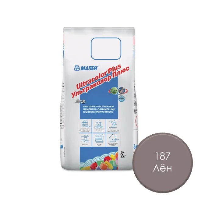 Затирка для плитки МАПЕИ Ультраколор Плюс / Ultracolor Plus №187 ЛЕН 2 кг