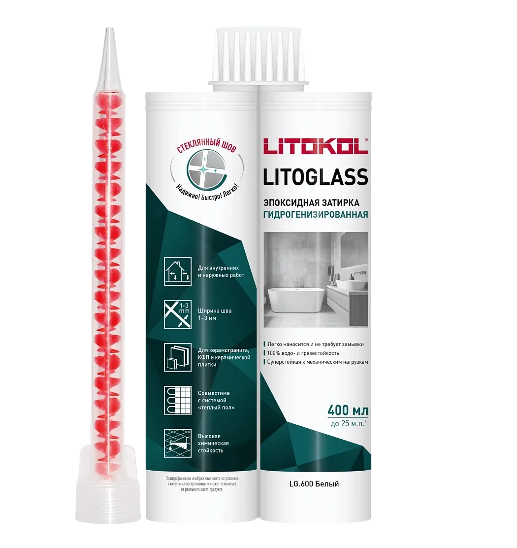 LITOKOL LITOGLASS Затирка эпоксидная №LG.600 Белый 400 мл