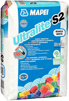 Клей для плитки Mapei Ultralite S2 белый 15 кг
