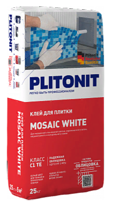 PLITONIT Mosaic Клей белый для керамической плитки мозаики керамогранита и натурального камня С1 ТЕ